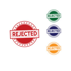 Obraz premium Rejected Stamp Graphics Design Red Green Blue Yellow Icons for Application Process Workflow