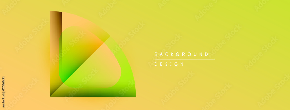 Poster Abstract geometric design. Gradient colors blend, creating dynamic visual effect. Background features soft yellow hues.