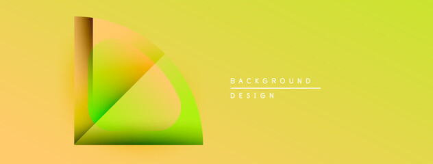 Abstract geometric design. Gradient colors blend, creating dynamic visual effect. Background features soft yellow hues.
