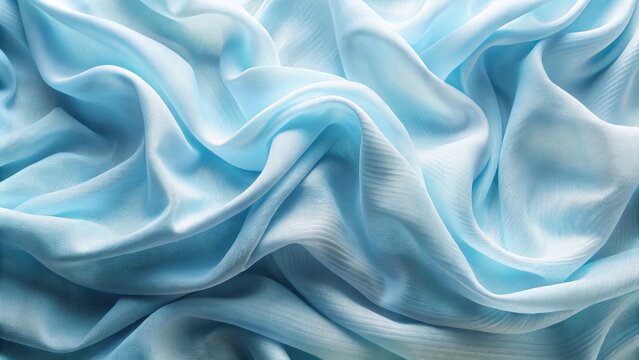 Soft light blue fabric with wavy patterns in a subtle gradient style, creating an ethereal effect, soft, wave,  soft