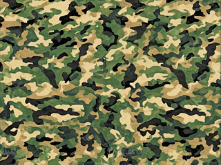 Seamless camo pattern green beige black military texture