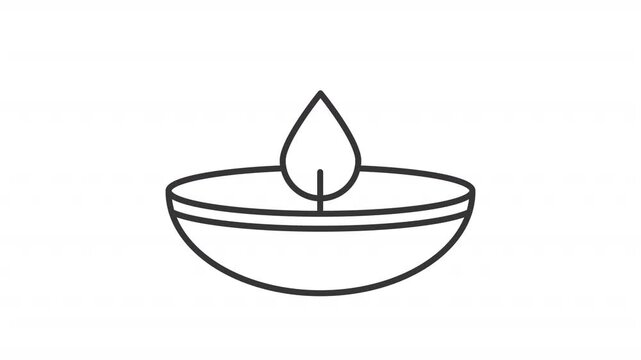 Lamp oil line animation. Candle animated icon. Shaking flame, fire. Celebration decoration. candlelight. Muslim culture. Outline element on white background. HD video with alpha channel