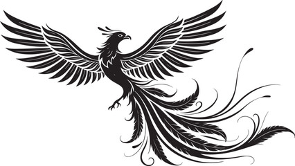 Obraz premium Elegant Black Phoenix Bird Vector Illustration