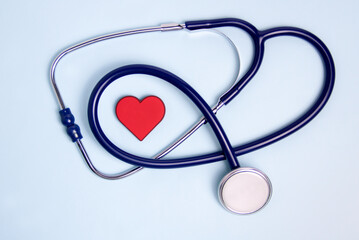Medical stethoscope isolated on blue background. stethoscope is an important diagnostic tool for...