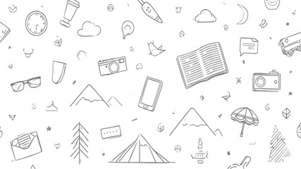 Alert, risk sign line icon set. Caution, warning, exclamation mark thin editable, Kid crayon chalk line cloud, flower children sticker