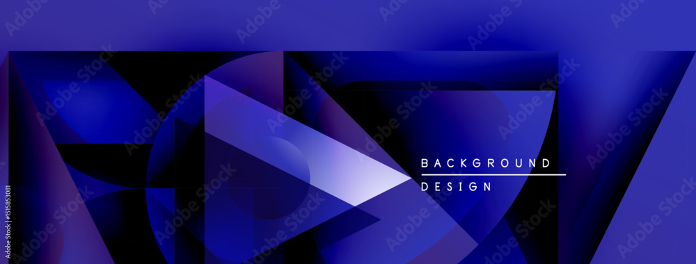 Poster Abstract geometric design. Blue gradients create dynamic shapes, modern aesthetic. Text reads background design. Minimalist composition.