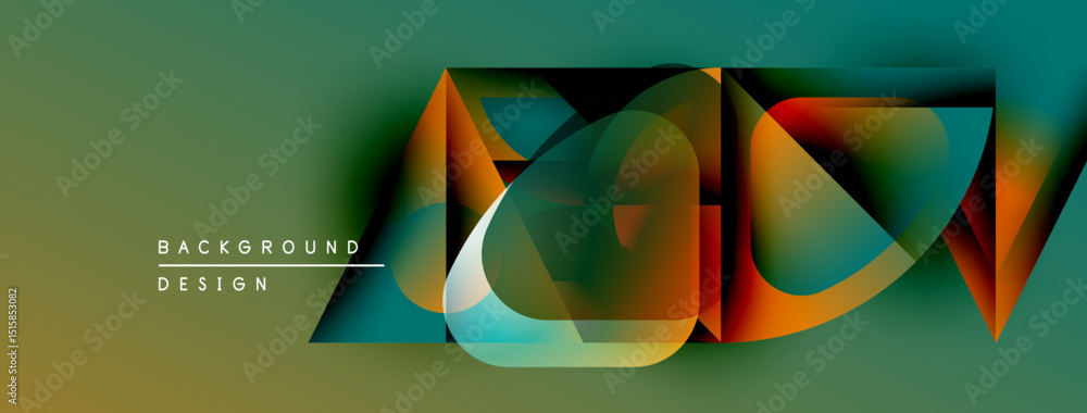 Aufkleber abstract geometric shapes overlap, creating vibrant color gradients. modern design elements suggest 