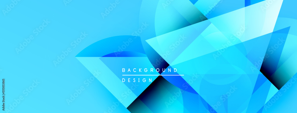 Aufkleber Abstract blue background. Geometric shapes overlap, creating dynamic visual effect. Modern design elements present smooth gradients.