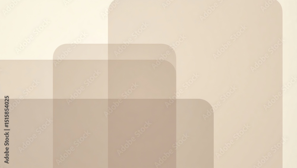 Poster abstract beige background with rounded rectangles and overlapping shapes