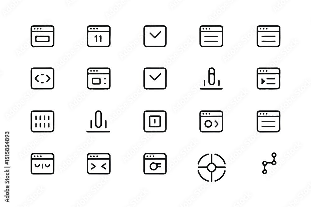 Poster this vector set offers essential black and white icons for web design, perfect for various internet 