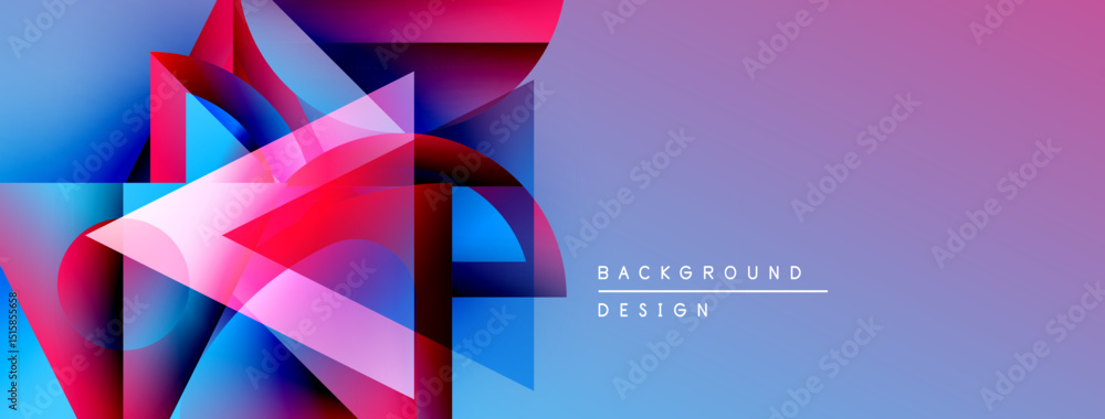 Poster abstract geometric shapes, vibrant colors, gradient background. modern design elements create dynami