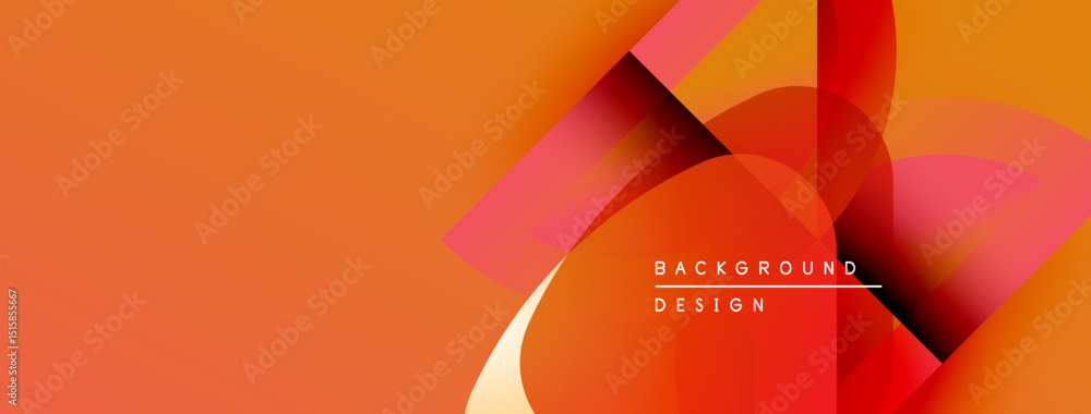 Fototapete Abstract orange background. Overlapping shapes create dynamic visual effect. Modern design elements present smooth gradients.