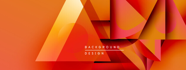 Obraz premium Abstract geometric shapes overlap, creating vibrant orange gradients. Modern design features layered forms, dynamic composition.