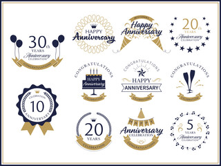 エレガントな記念日デザインと周年祝いのバナーセット