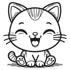 Cute laughing cats, vector image suitable for coloring books