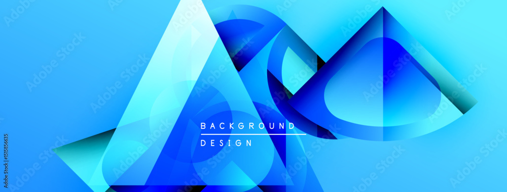 Fototapete Abstract blue design features overlapping geometric shapes. Gradient colors create dynamic visual effect. Modern background suitable for various projects.