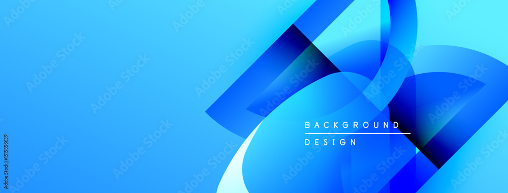 Poster Abstract blue design. Overlapping shapes create dynamic visual effect. Text reads background design. Modern, clean aesthetic.
