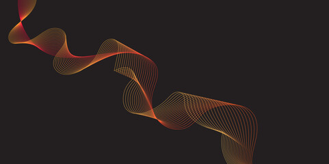 Obraz premium Abstract black background with multicolor wave, 3d render holographic iridescent neon curved wave in motion background, colored spiral on a dark background, gradient design element for banners.