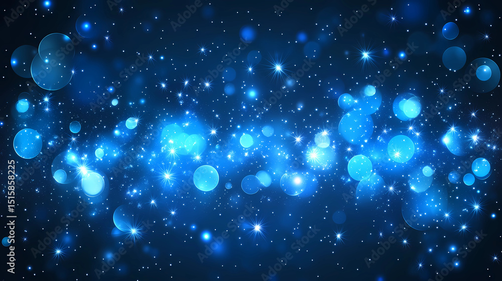 Wall mural blue glow particle abstract bokeh background