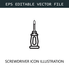 Screwdriver Icon Logo Vector Image in Black and White