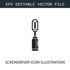 Screwdriver Icon Logo Vector Image in Black and White