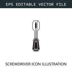 Screwdriver Icon Logo Vector Image in Black and White