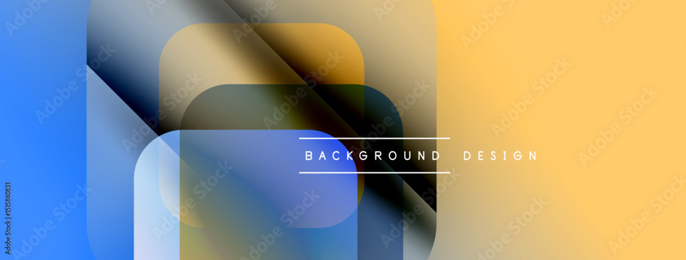 Aufkleber Abstract geometric shapes overlap. Blue, yellow, gray gradients create modern visual effect. Minimalist design suitable for backgrounds.