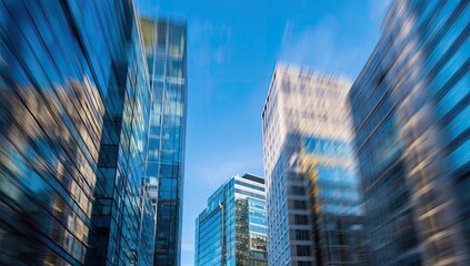 Gleaming Cityscape Reaching Towards a Bright Azure Sky