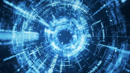 Futuristic blue digital data flow background with interconnected grids, text, and graphical elements for technology and innovation themes. Big data connection abstract background - Powered by Adobe