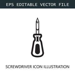 Screwdriver Icon Logo Vector Image in Black and White
