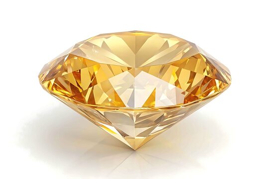 Brilliant yellow diamond gemstone isolated on white background