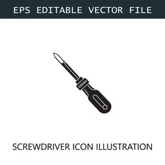 Screwdriver Icon Logo Vector Image in Black and White