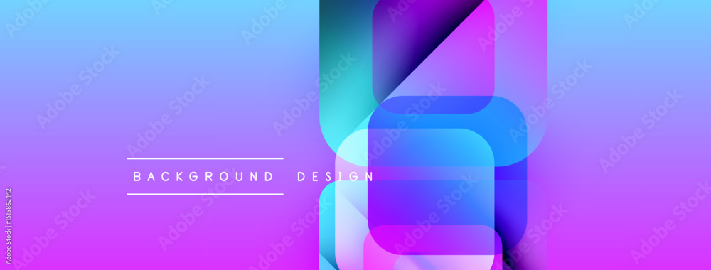Fototapete Abstract gradient background. Overlapping shapes create dynamic visual effect. Purple, blue hues dominate composition. Modern design element.