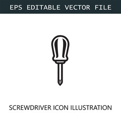 Screwdriver Icon Logo Vector Image in Black and White