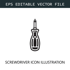 Screwdriver Icon Logo Vector Image in Black and White