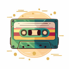 Naklejka premium A retro cassette tape with bold label and soft 80s colors