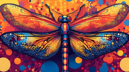 Vibrant Dragonfly Illustration AI Generative
