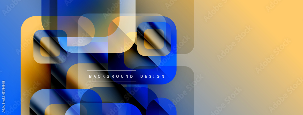 Leinwandbilder Abstract geometric shapes, blue, yellow gradients. Modern design elements create dynamic visual composition. Minimalist style.