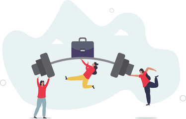 Teamwork to support for success, cooperate or collaboration to achieve strength, help or togetherness for business solution concept. character life .