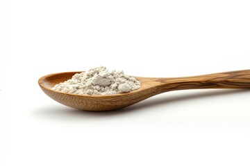 Wooden spoon filled with flour