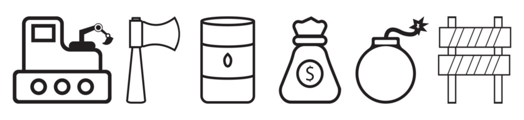 Comprehensive Set of Mining Operations Icons Vector Designs