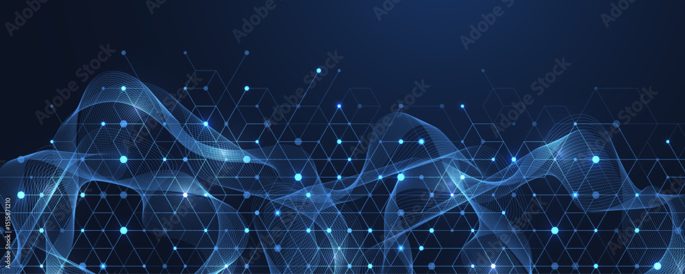 Leinwandbilder Abstract digital blockchain cube blocks concept. 3D big data cubes quantum computer technology idea. Artificial intelligence data core cubes design element