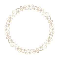 Thin circular wreath with delicate leaf pattern. Hand-sketched botanical frame for wedding stationery and eco branding. Vector file.