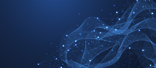 Fototapeta na wymiar Global network connection concept. Big data visualization. Social network communication in the global computer networks. Internet technology. Business. Science. Vector illustration