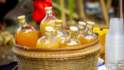 Jamu (Indonesian herbal drink) in the bottle. Jamu mostly taste good.