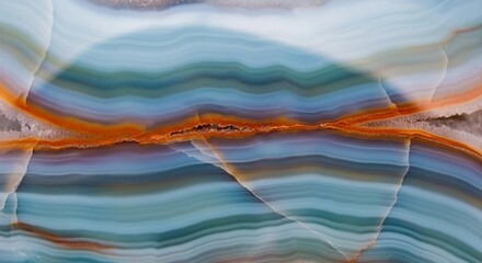 Stunning natural art from an agate stone with fluid blue and warm orange patterns.
