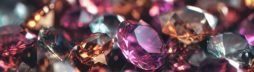 Colorful gemstones arranged in a sparkling display, white isolate background.