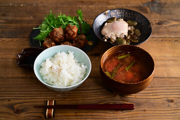 一汁二菜_揚げシュウマイと空豆のよろい煮