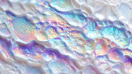 Colorful abstract texture with iridescent surface on white.