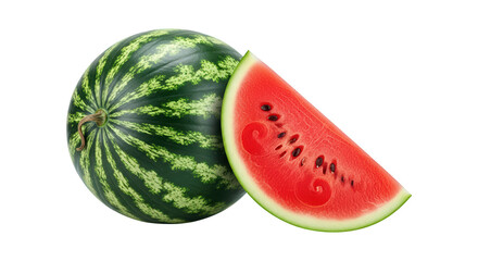 Fresh watermelon whole and sliced on black background